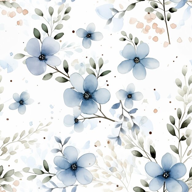 Motif sans couture en aquarelle avec des fleurs douces sur fond blanc