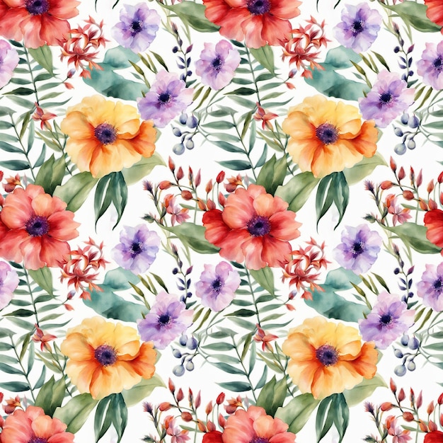 Motif sans couture à l'aquarelle de forme florale