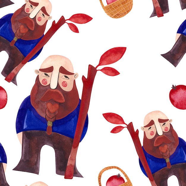 Photo motif sans couture à l'aquarelle avec des gnomes d'automne papier d'emballage saisonnier illustration raster pour l'emballage de décor textile pour la maison et de papier peint