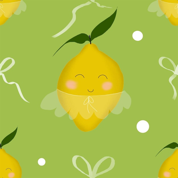 motif sans couture avec citrons citron mignon dans une jupe avec un arc pour l'emballage textile vêtements de scrapbooking