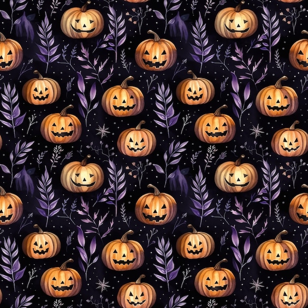 Photo un motif sans couture avec des citrouilles d'halloween fantaisistes dessinées