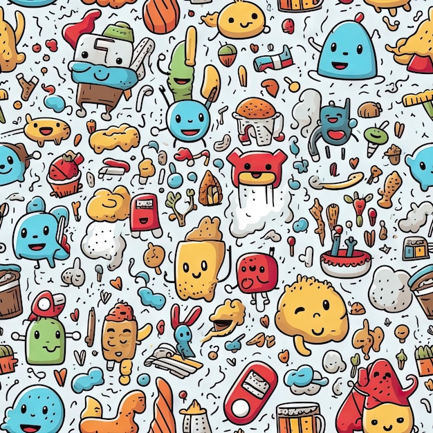 Le motif sans couture de Cute Cartoon Doodle Art