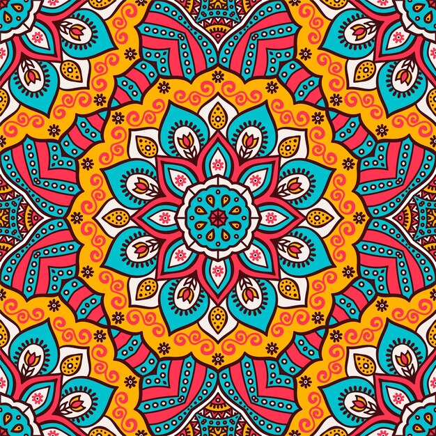 Le motif sans couture du mandala Le fond du motif sans coût du mandala