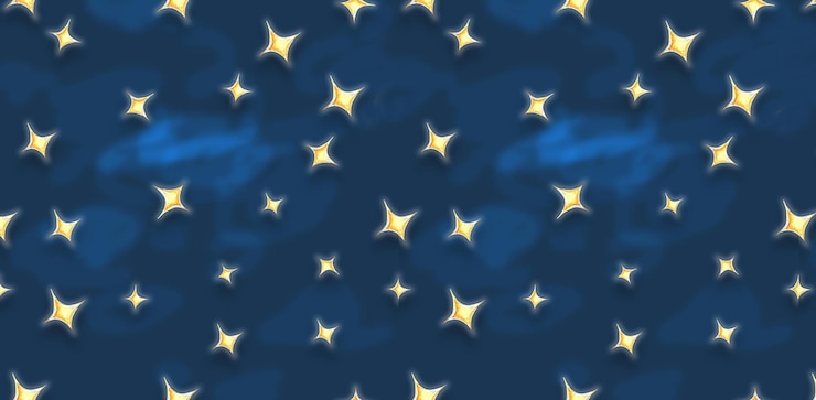 Photo motif sans couture étoiles jaunes brillantes sur le ciel bleu de la nuit illustration à l'aquarelle pour les textiles papier peint design de la chambre des enfants sites web avantages cartes postales enveloppe cadeaux invitations