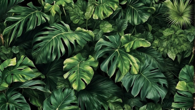 Un motif sans couture avec des feuilles de banane de colocasia de palmier vert tropical