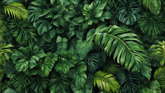 Un motif sans couture avec des feuilles de banane de colocasia de palmier vert tropical