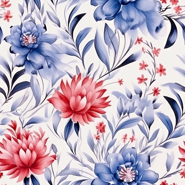 Motif sans couture de fleur de campagne à l'aquarelle