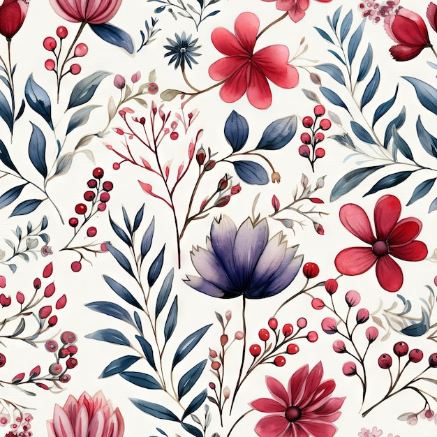 Motif sans couture de fleur de campagne à l'aquarelle