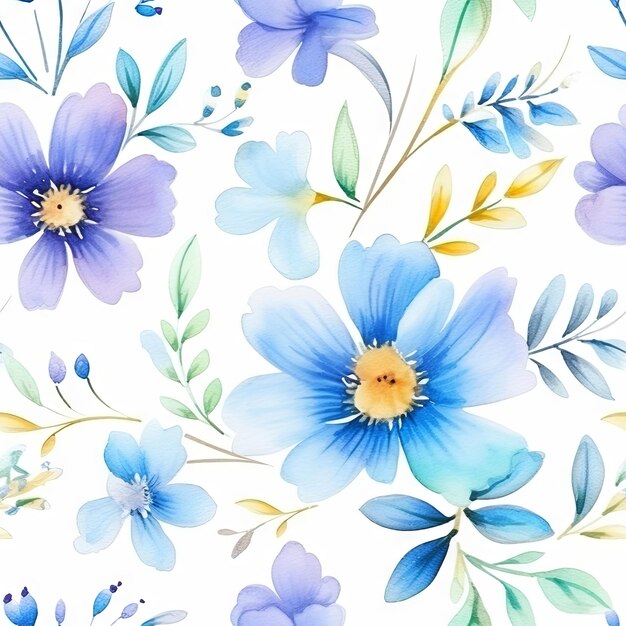 Motif sans couture de fleur de campagne à l'aquarelle