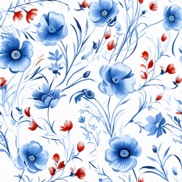 Motif sans couture de fleur de campagne à l'aquarelle