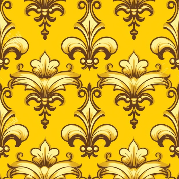 Photo un motif sans couture avec un fleuret stylisé sur un fond jaune