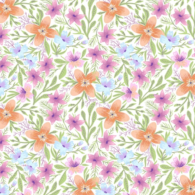 Motif sans couture avec des fleurs sur un fond blanc