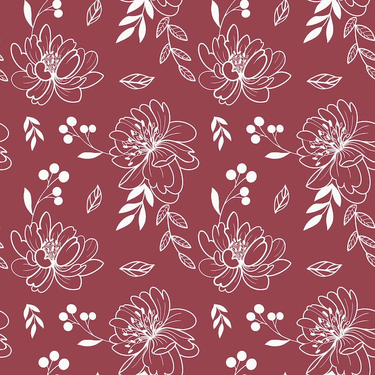 Photo motif sans couture avec des fleurs en ligne vectorielle