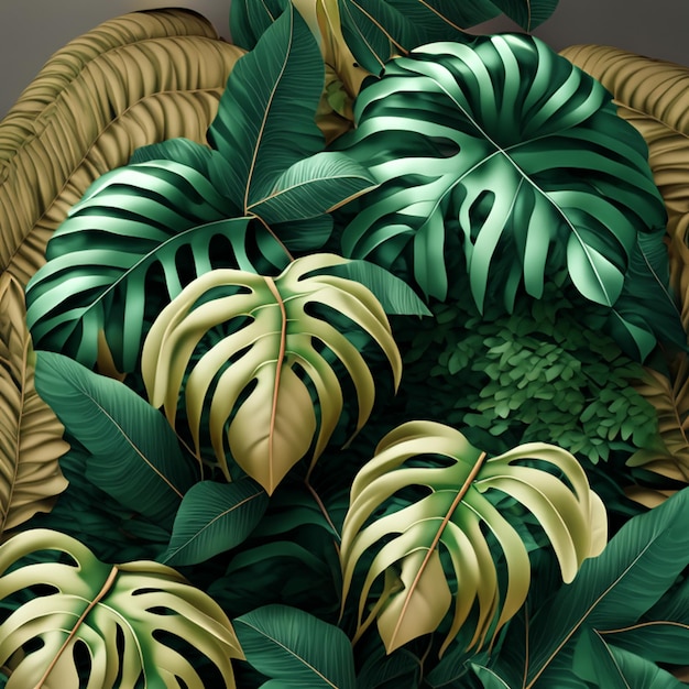 Motif sans couture avec fond ou texture de feuilles tropicales