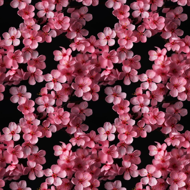 Photo un motif sans couture hyper réaliste de fleurs de cerisier rose foncé