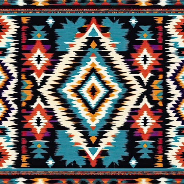 Photo motif sans couture ikat ornement populaire coloré imprimé géométrique mexicain