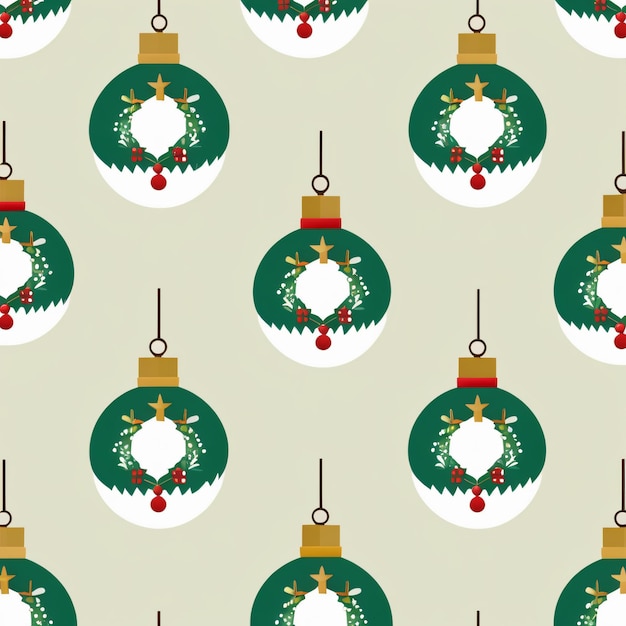 Motif sans couture avec illustration de boules de Noël dans un style rétro