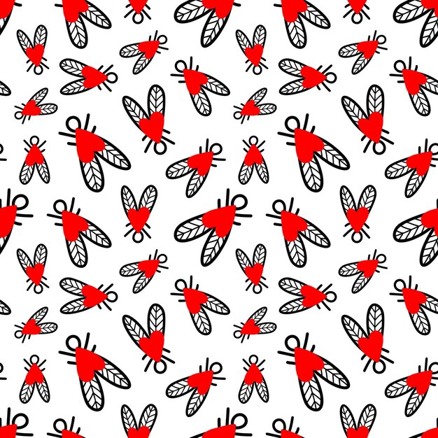 Motif sans couture avec illustration de mouches