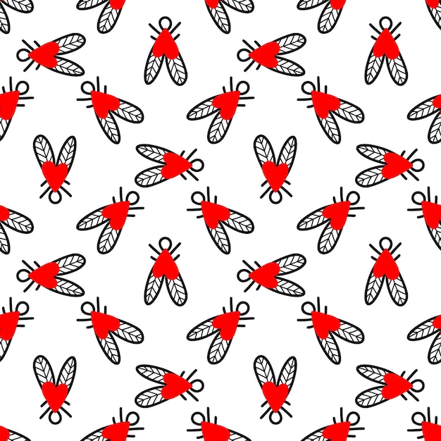 Motif sans couture avec illustration de mouches