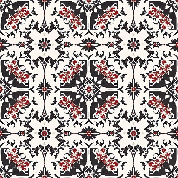 un motif sans couture de motifs floraux sur un fond noir