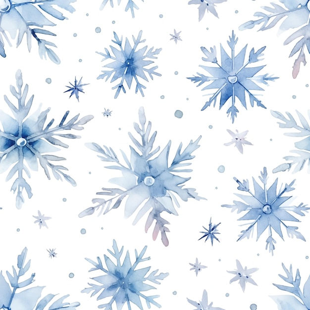 Motif sans couture de Noël avec un flocon de neige aquarelle isolé sur fond blanc