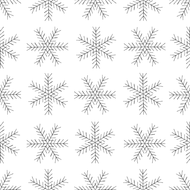 Photo motif sans couture noir et blanc avec des flocons de neige dessinés à la main papier numérique avec des flouilles de neige drapés par des crayons de couleur fond sans coutures d'hiver pour noël, nouvel an xmas