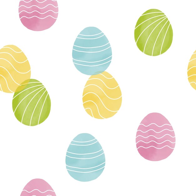 Motif sans couture avec des œufs de Pâques illustration dessinée à la main dans le style aquarelle