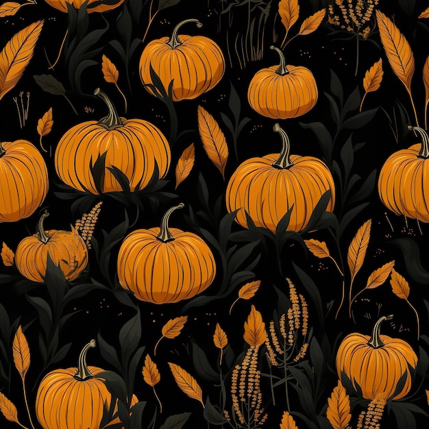 Motif sans couture thème noir orange d'Halloween