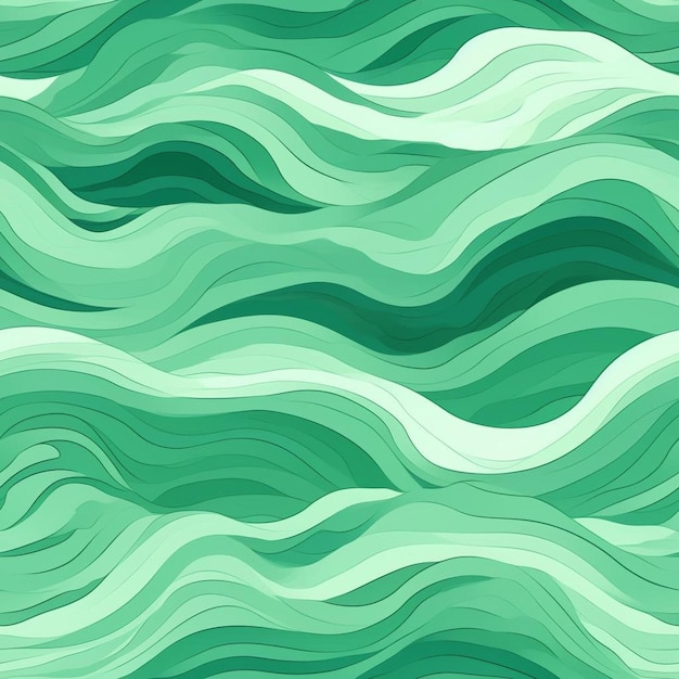 Un motif sans couture avec des vagues vertes dans des tons de vert.