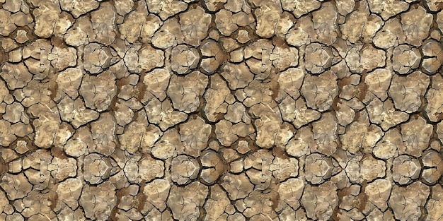 Motif de sol fissuré sans couture illustration de texture de terre sèche carrelable parfaite pour la conception de jeux vidéo