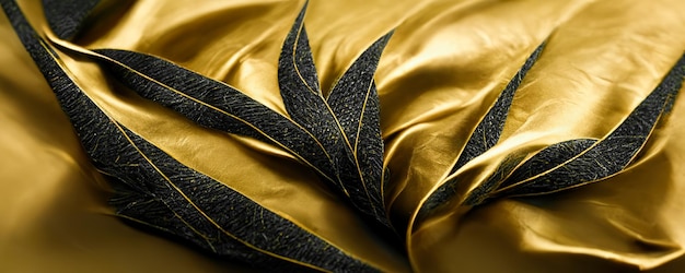 Photo motif spectaculaire de soie noire et dorée art numérique illustration 3d