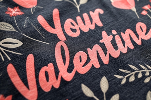 Photo motif de t-shirt valentin en gros plan avec imprimé votre mode de la saint-valentin