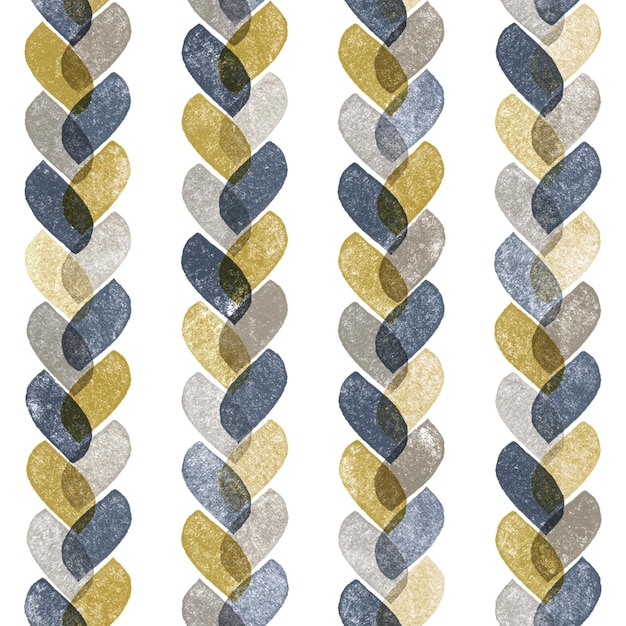 Motif de texture entrelacé avec la technique du tampon fait main bleu et jaune