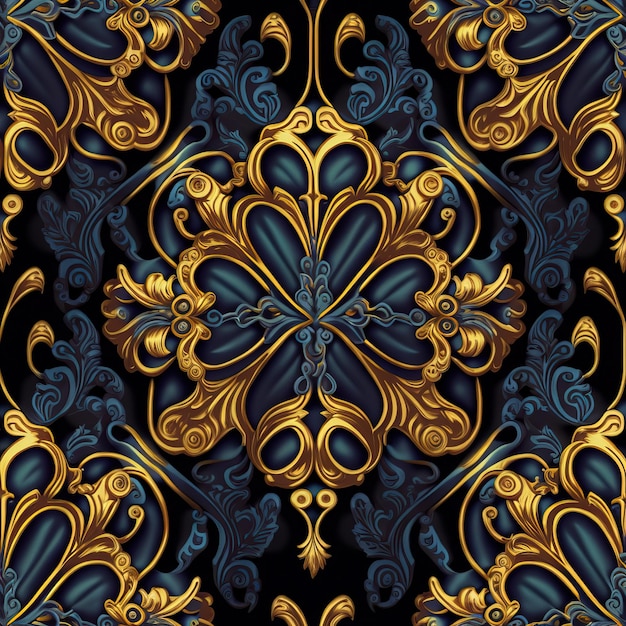 Motif de tissu baroque floral Ornement de damassé à l'ancienne de luxe classique victorien royal
