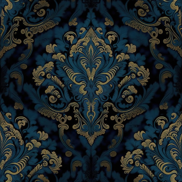 Motif de tissu baroque floral Ornement de damassé à l'ancienne de luxe classique victorien royal