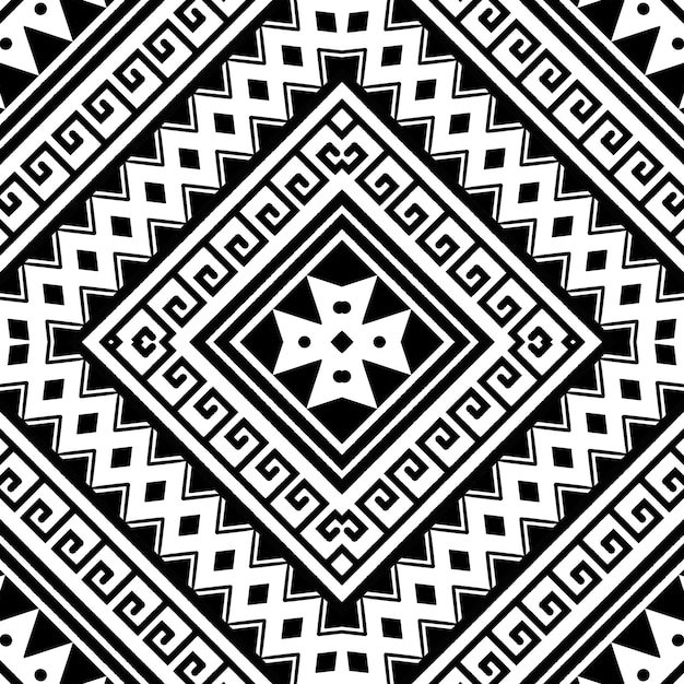Le motif de tissu ethnique américain présente un dessin géométrique frappant mélangeant une variété de noirs et