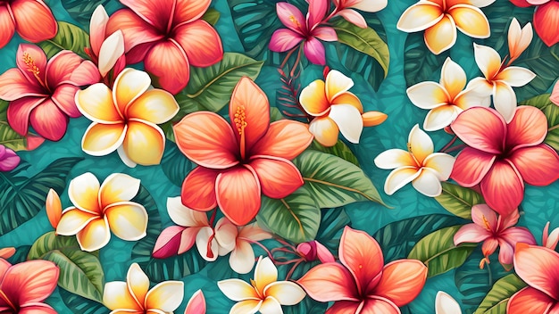 Motif de tissu de fleurs tropicales