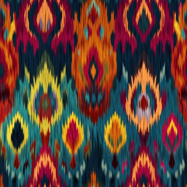 Le motif de tissu ikat coloré sans couture est d'origine ethnique