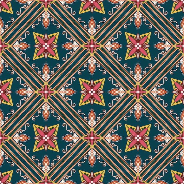 Motif de tissu sans couture orné d'un motif traditionnel pour le papier peint de tapis de fond