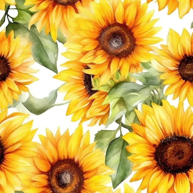 Un motif de tournesol aquarelle avec le mot tournesols.