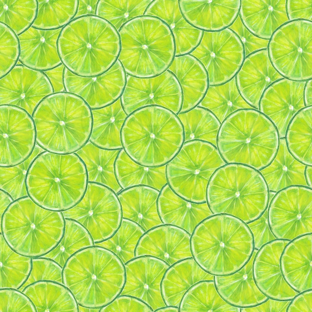 Motif De Tranches De Fruits Citron Vert Sans Couture Aquarelle Dessinés à La Main