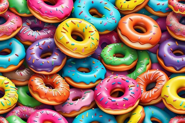 Un motif tridimensionnel d'illustration de donuts colorés