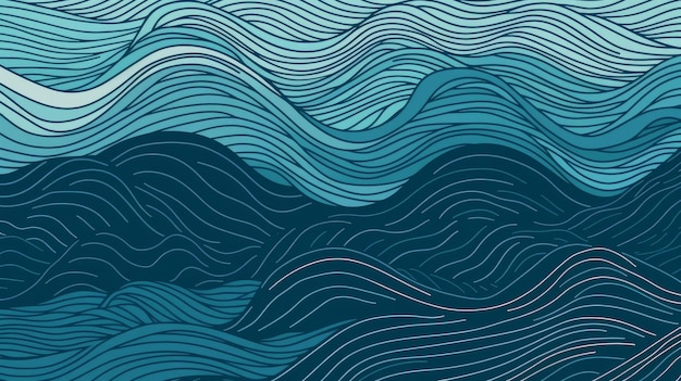 Un motif de vague répétitif dans les tons de bleu généré par l'IA