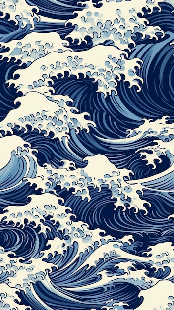 Le motif des vagues d'eau de style japonais par Hokusai illustration ar 916 tuile v 52 ID d'emploi a7f0dcc0dea14edb98f152e94e922979