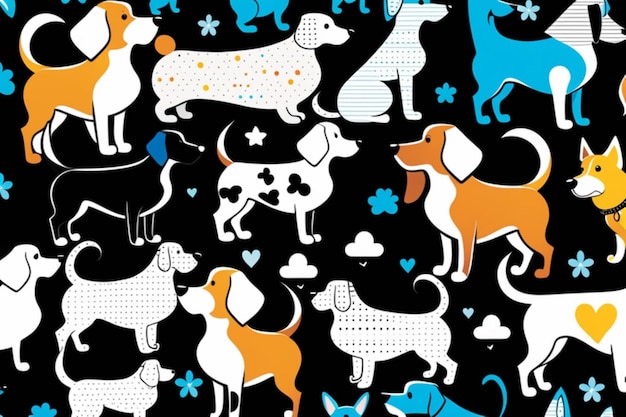 motif vectoriel de fond de chiens