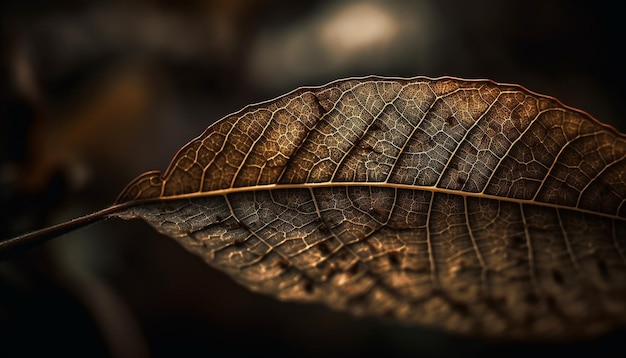 Motif de veines de feuilles vibrantes sur un arbre jaune généré par l'IA