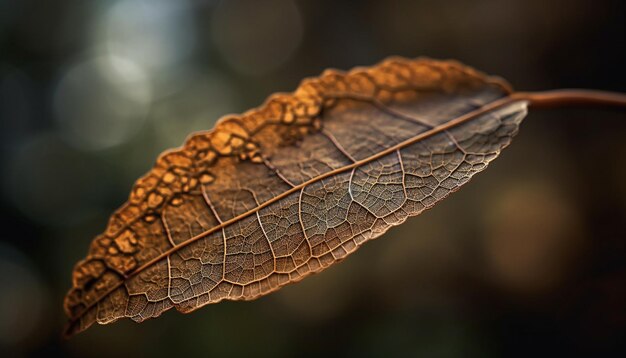 Motif veineux des feuilles sur une plante d'automne sèche générée par l'IA