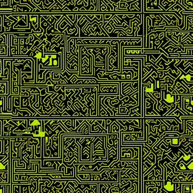 un motif vert et noir avec beaucoup de petits carrés ai génératif
