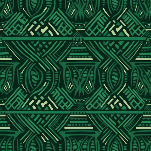 Un motif vert et noir avec un dessin géométrique.