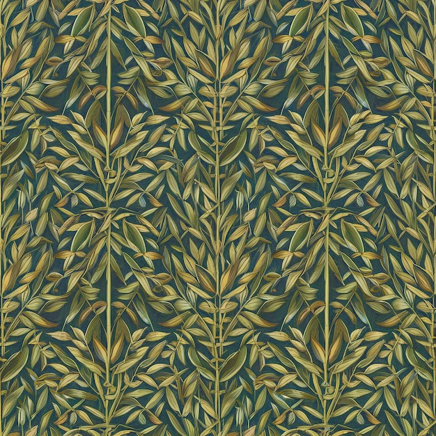 un motif vert et or avec des feuilles d'or sur un fond vert